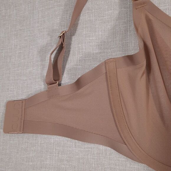 CUUP The Plunge Bra Size 32H NWOT Sheer Mesh Taupe Gold Hardware Triple Hook/Eye - Picture 10 of 14